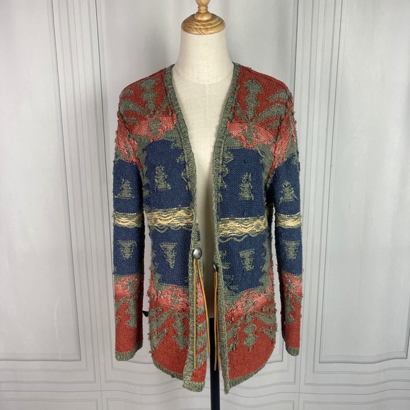 Ralph Lauren RLR-Hand-Knit-Western/Southwestern-Sweater Cardigan-Petite Large - Picture 12 of 16